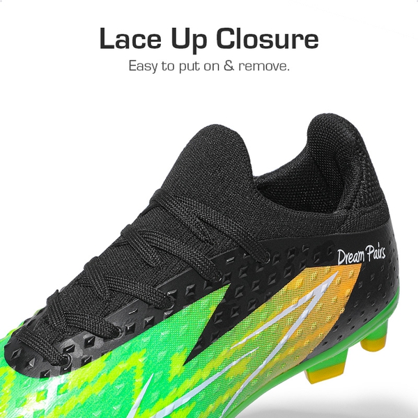 Boys' & Girls' Firm Groud Youth Soccer Cleats  - NEON GREEN BLACK - 3